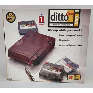 Iomega Ditto‎ Easy 800 External Tape Drive Backup System Software Windows 95 NEW